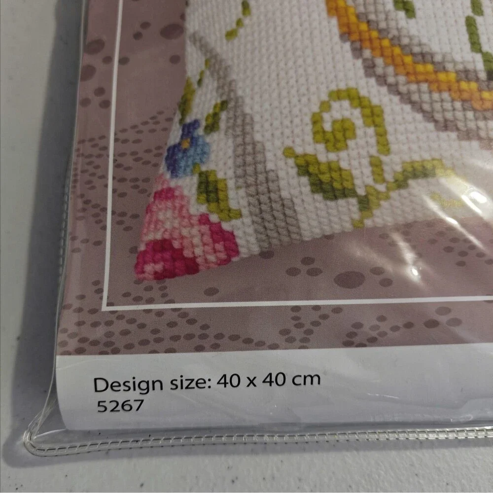 Collection D'Art Cross Stitch Kit Pillow 5267 Easter Feast Floral Tapestry New